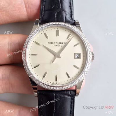 Copy Swiss Patek Philipe Cal.324 S C Watch SS White Dial Diamond Bezel